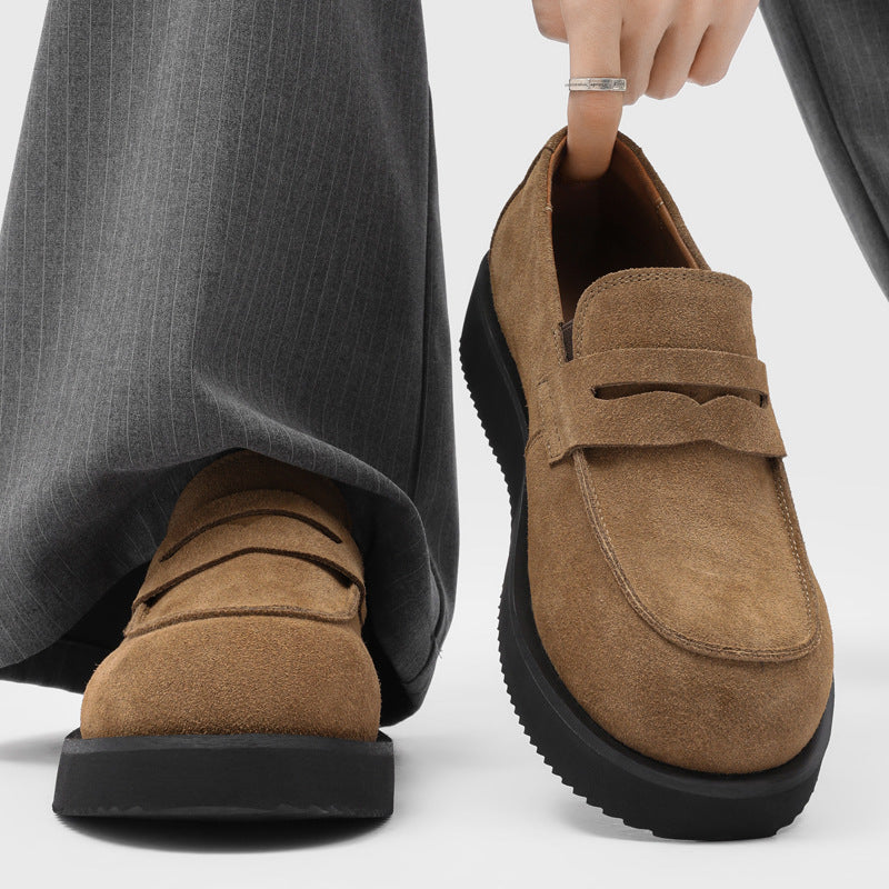 Men's Slip-on Soft Bottom Commuter Derby Spring British Style Men's Casual Leather Shoes