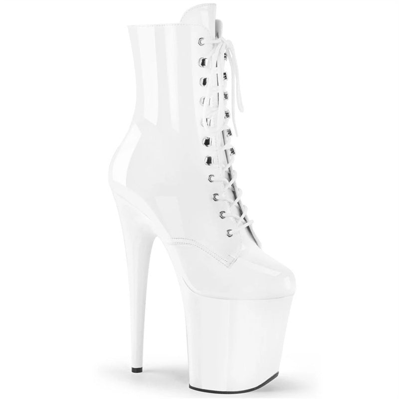 Stiletto Platform Pole Dance Super High Model Catwalk Flirting Women's Leather Boots