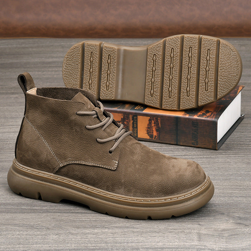Men's Layer Cowhide Martin British Style Short Men's Casual Leather Shoes