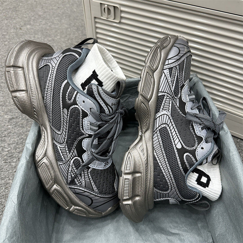 Men's Size Spring Breathable Trendy Large Dad Sneakers