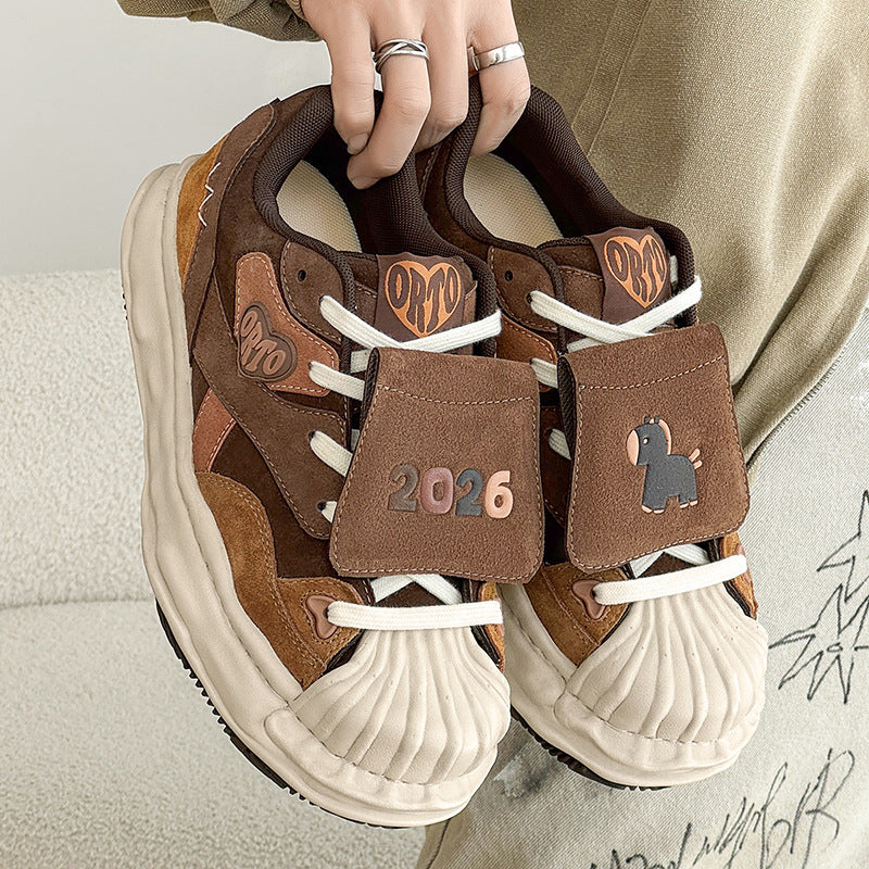 Women's & Men's Dissoed Retro Platform Hight Increasing Board Asymmetric Mandarin Duck Fashion Men's Casual Shoes