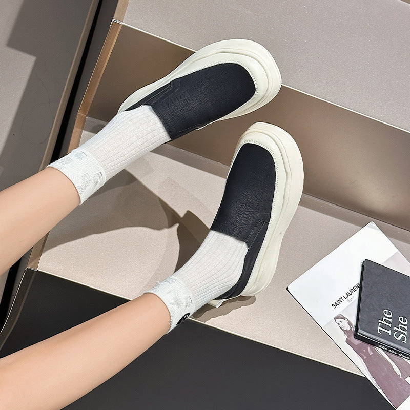 Women's Genuine Retro Platform British Versatile Flat Slip-on Women's Casual Shoes