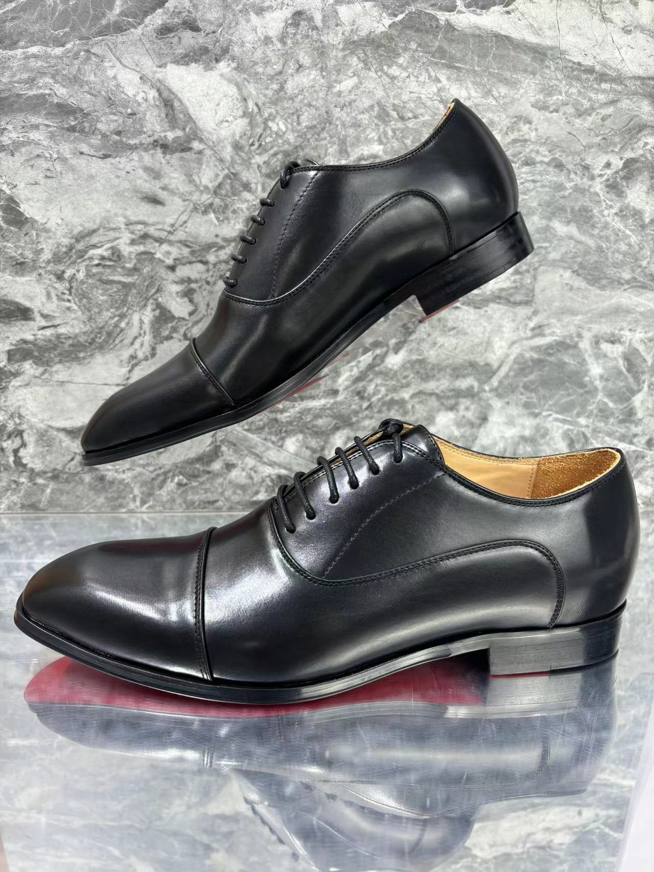 Men's Bottom British Style Shiny Patent Business Formal Leather Shoes