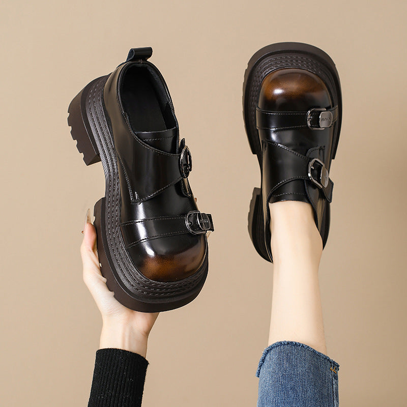 Spring Outdoor Wear British Style Mary Jane Female Leather Shoes