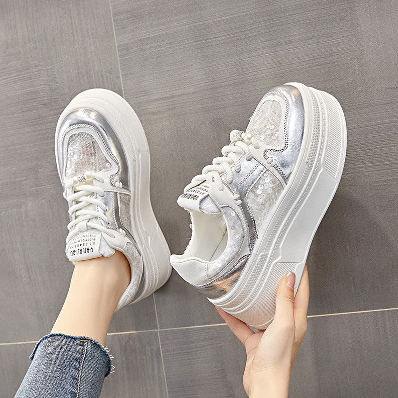 Women's Korean Elevator Wild White Female Tennis Women's Casual Shoes