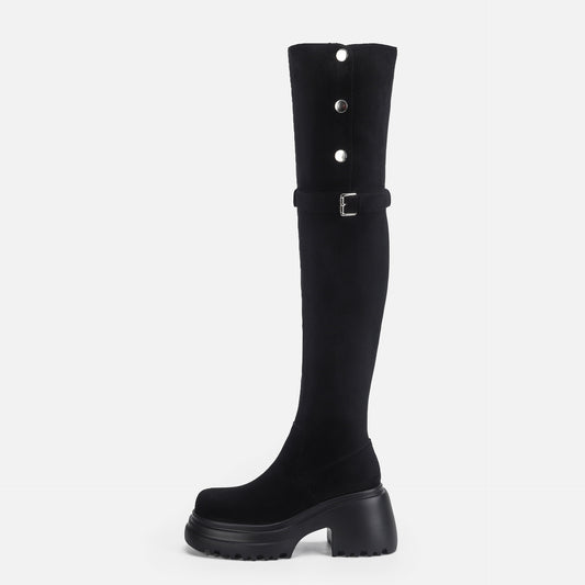 Women's Knee Fold Two Wear Thick Bottom Boots