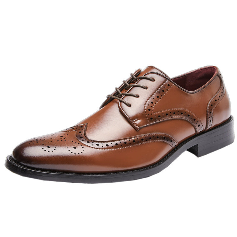 Men's Height Increasing Insole British Style Brogue Formal Derby Leather Shoes