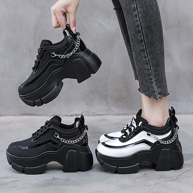 Bottom Chunky Height Increasing Korean Style Street Heels