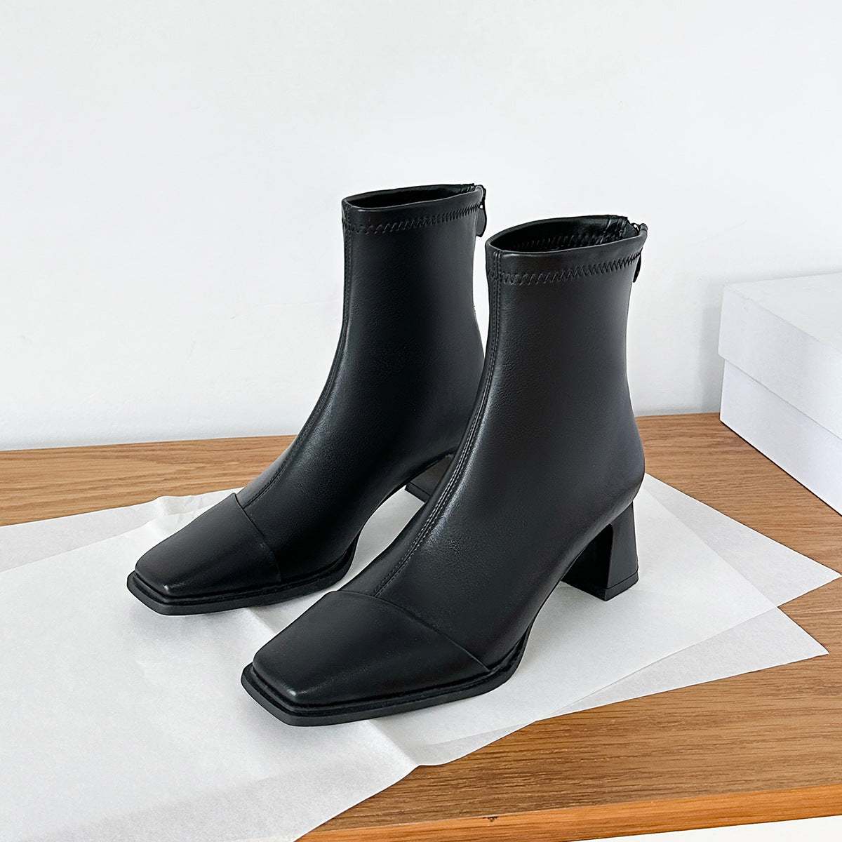 Women's Chunky Short High Martin Thin Single Boots