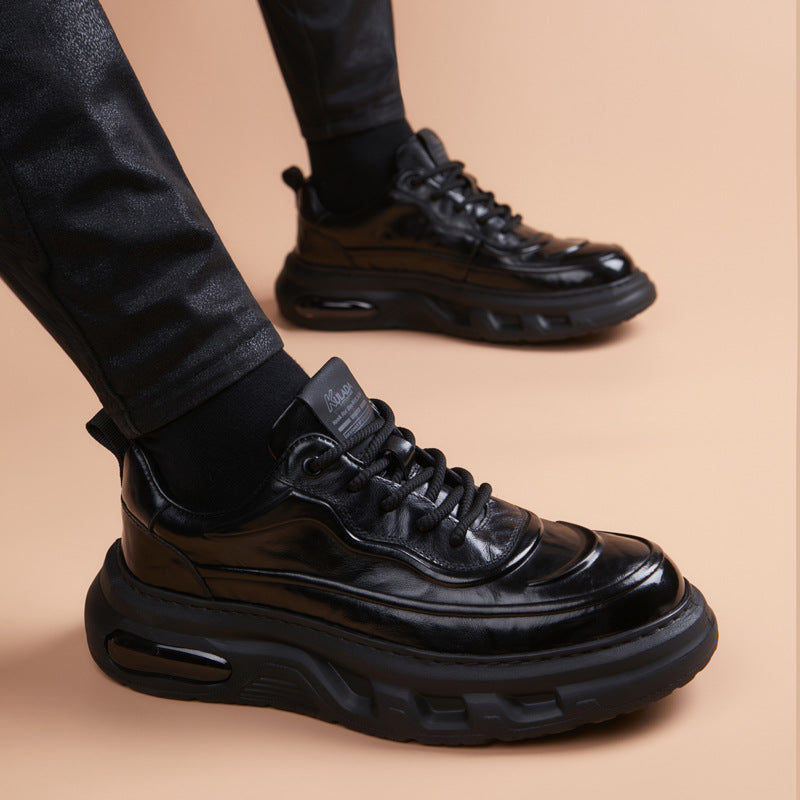 Men's Thick-soled Dad Super Popular Fashion Top Layer Cowhide Men's Business Leather Shoes