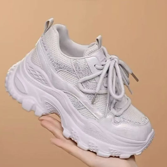 Women's Super Hot Rhinestone Dad Thick Bottom Women's Casual Shoes