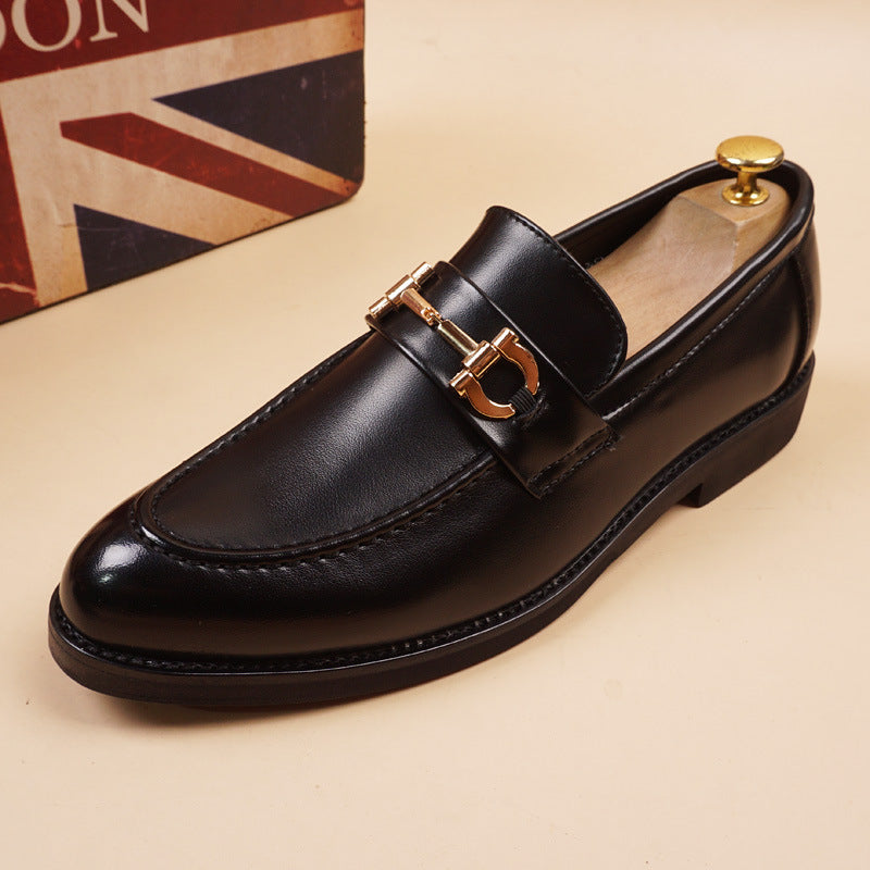Men's Retro Crocodile Pattern Fashion Pointed One Pedal Hair Stylist Korean Men's Business Leather Shoes