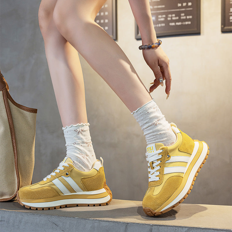Women's Spring Retro Cortez Dad Platform Height Increasing Insole German Sneakers