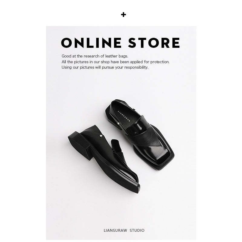 Women's Square Toe Soft Step-on Two Wear Retro Women's Shoes