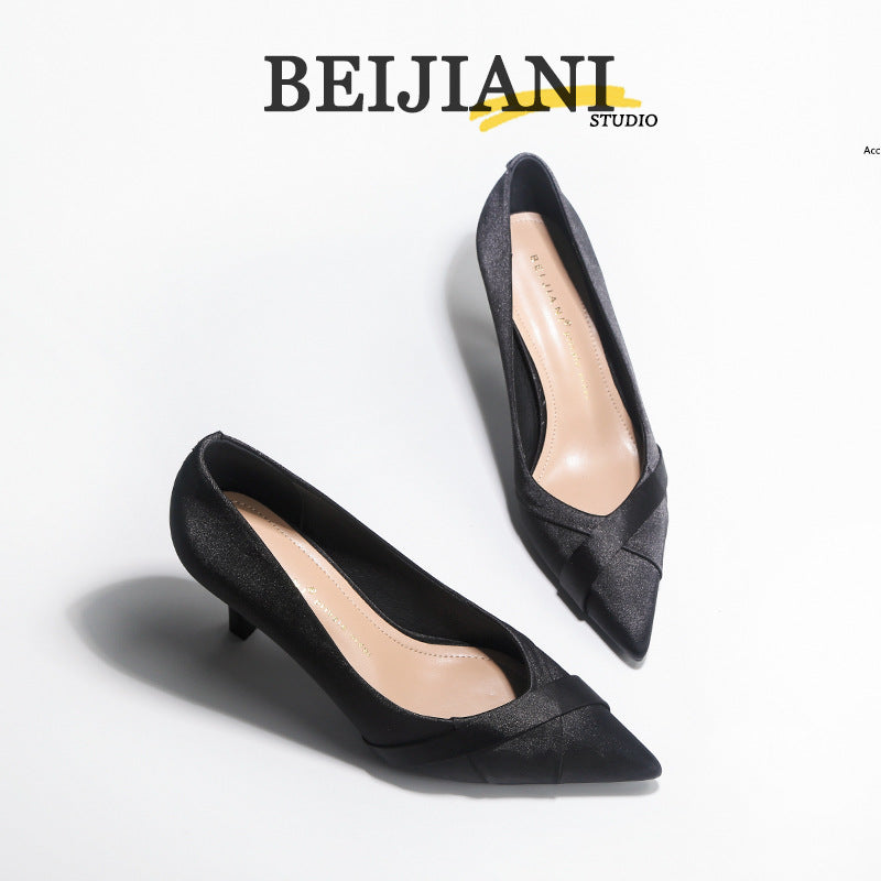 Women's Satin Cross Wedding High Stiletto Bridesmaid Heels