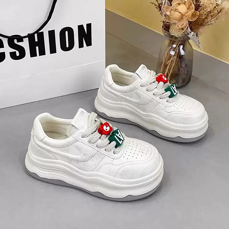 Women's Breathable Platform Thick-soled White College Style Women's Casual Shoes