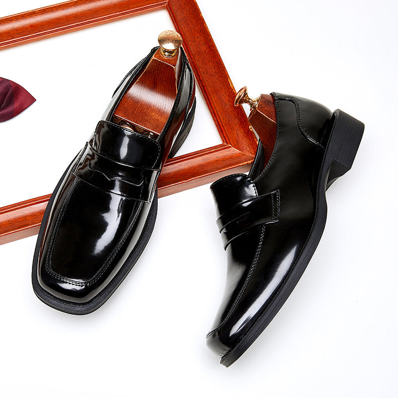 Men's Summer British Business Glossy Slip-on Square Toe Formal Loafers/doug Shoes