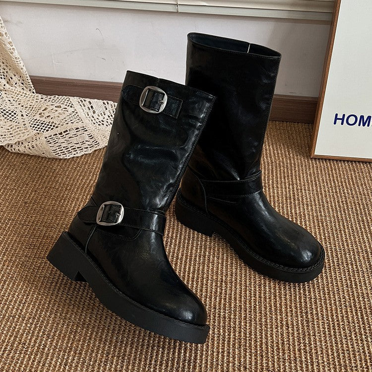 Hot Ankle British Style Platform Motorcycle Martin Heels