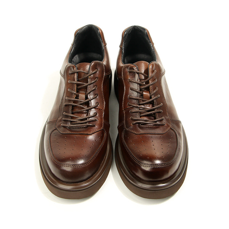 Men's Black Warrior Fashion Trendy Board Air Leather Shoes