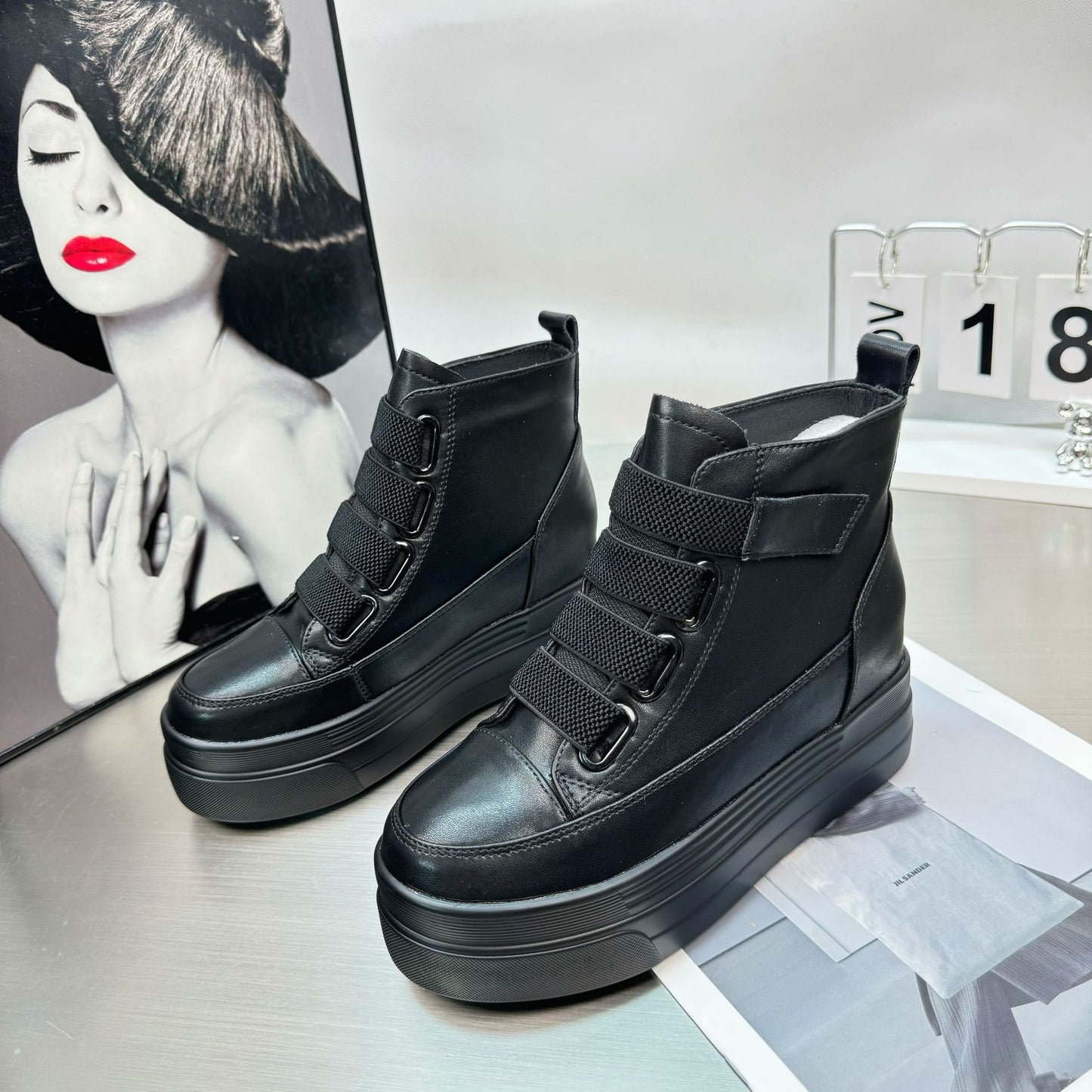 Women's Inner Height Increasing Black Small Tall Women's Shoes