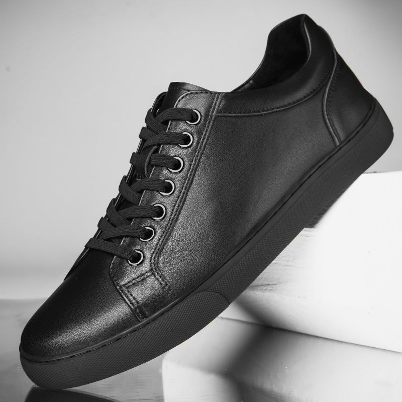 Men's Light Luxury Lace Up Sewing Line Trendy Green Leather Shoes