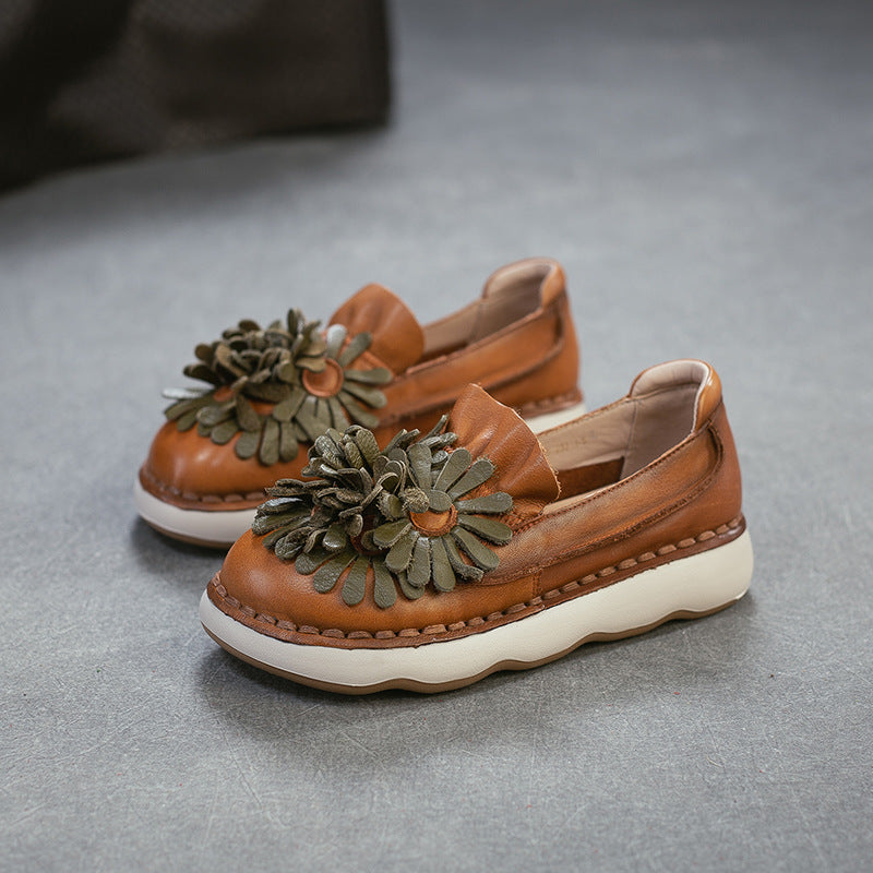 Women's Top Layer Cowhide Slip-on Pumps Lightweight Women's Casual Shoes