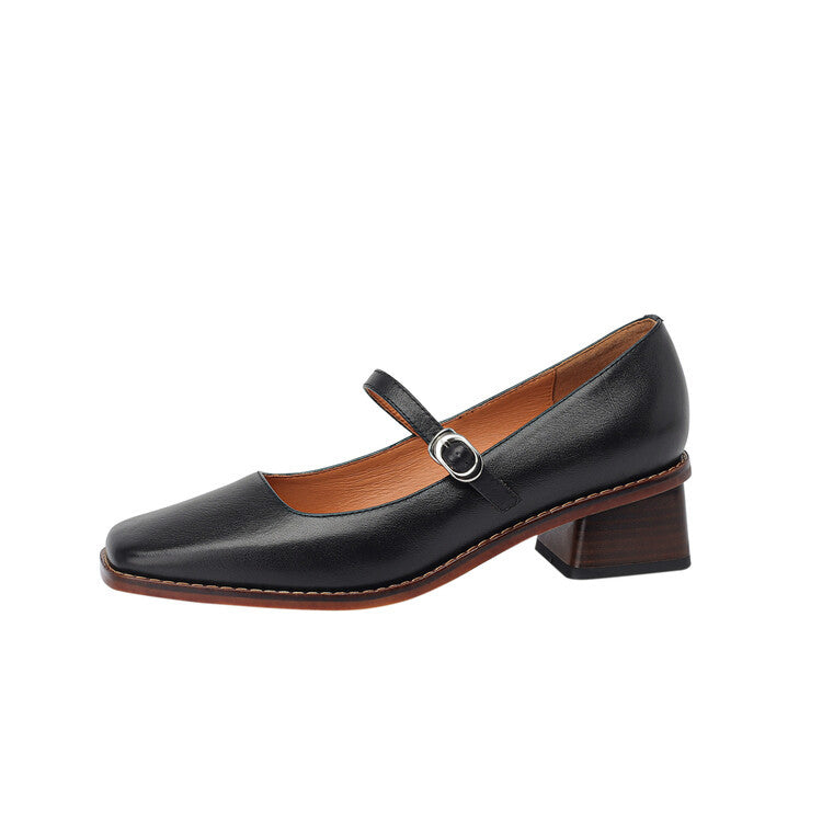 Women's Style With Mary Jane Shallow Mouth Retro Heels