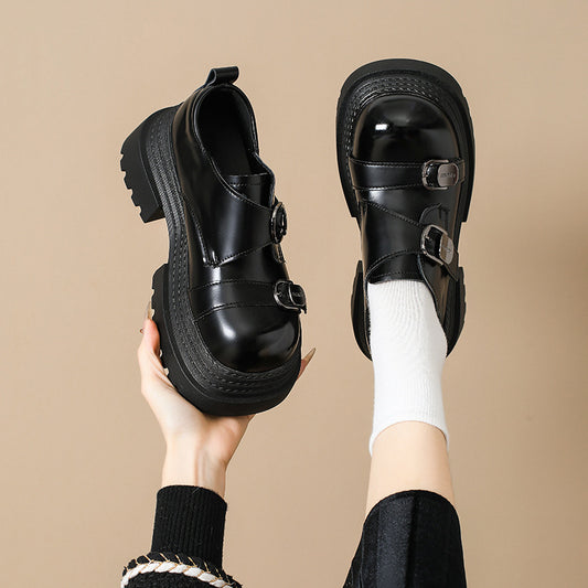 Spring Outdoor Wear British Style Mary Jane Female Leather Shoes