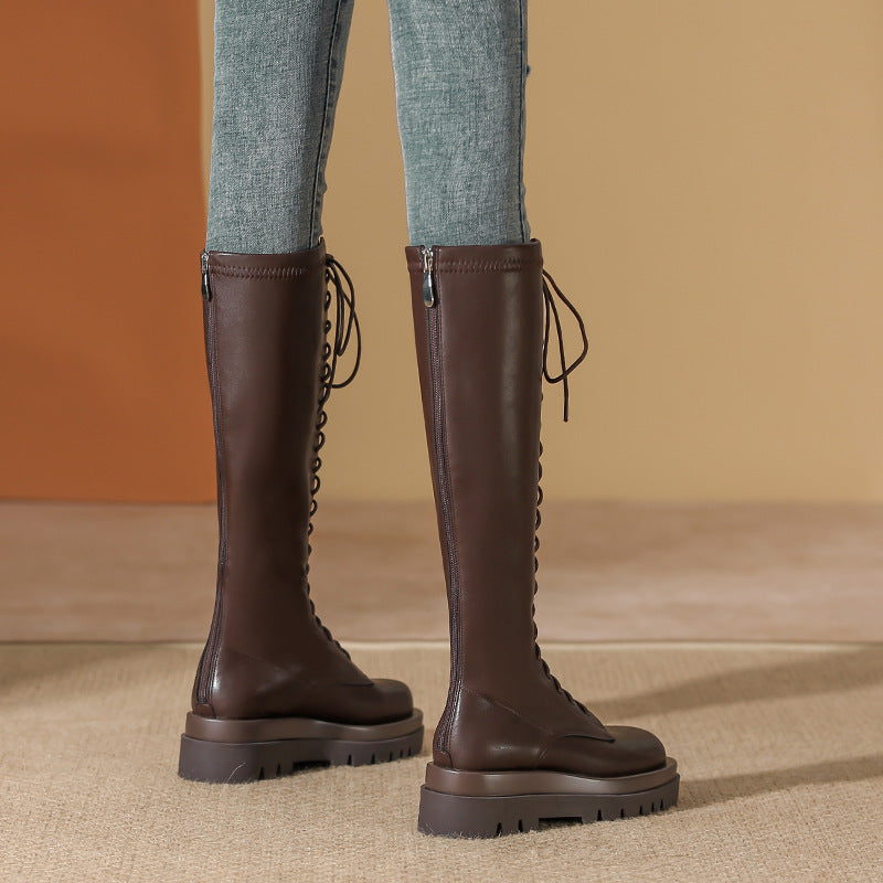 Women's Winter British Style Elastic Platform Below Boots