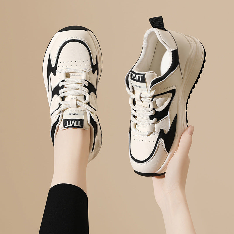 Women's Sports Genuine Retro Fashion Board Thick-soled Sneakers