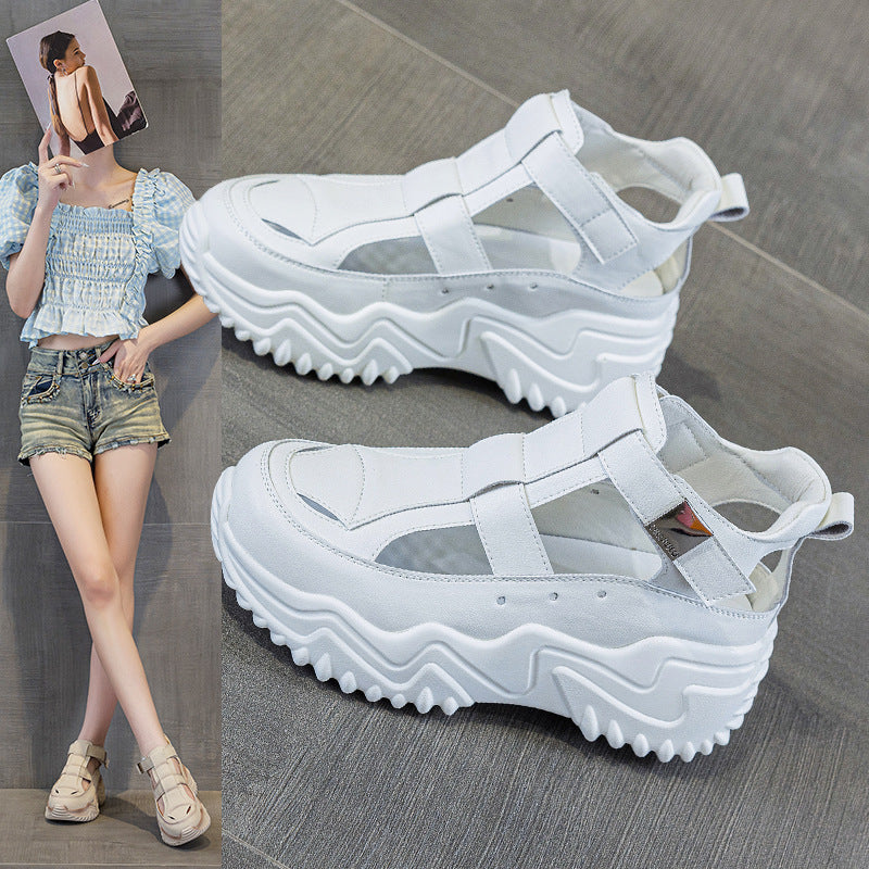 Women's Summer Breathable Hollow Korean Versatile Platform Height Increasing Sports Sandals