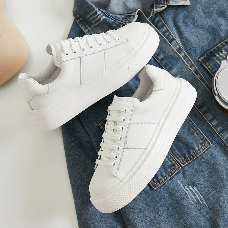 Men's White Summer Korean Style Platform Hight Increasing Men's Shoes