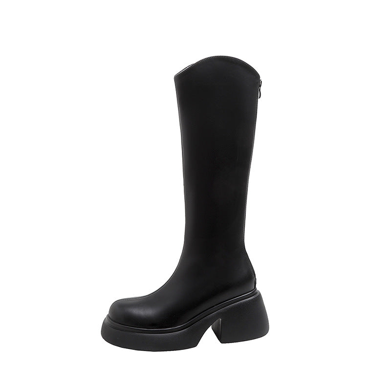 Women's V Cut Below The Knee Back Boots