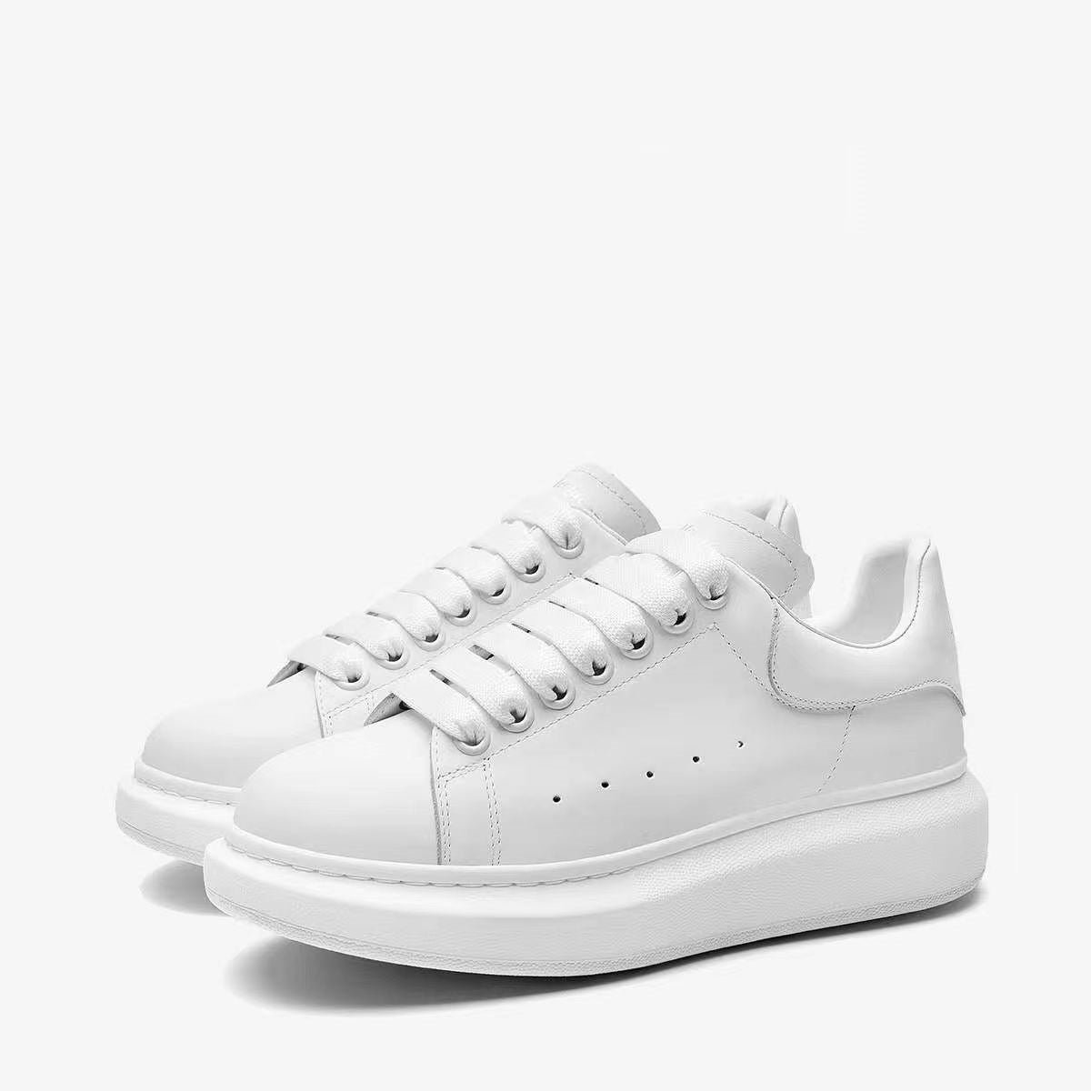 Women's White Platform Heightened Genuine Couple Sneakers