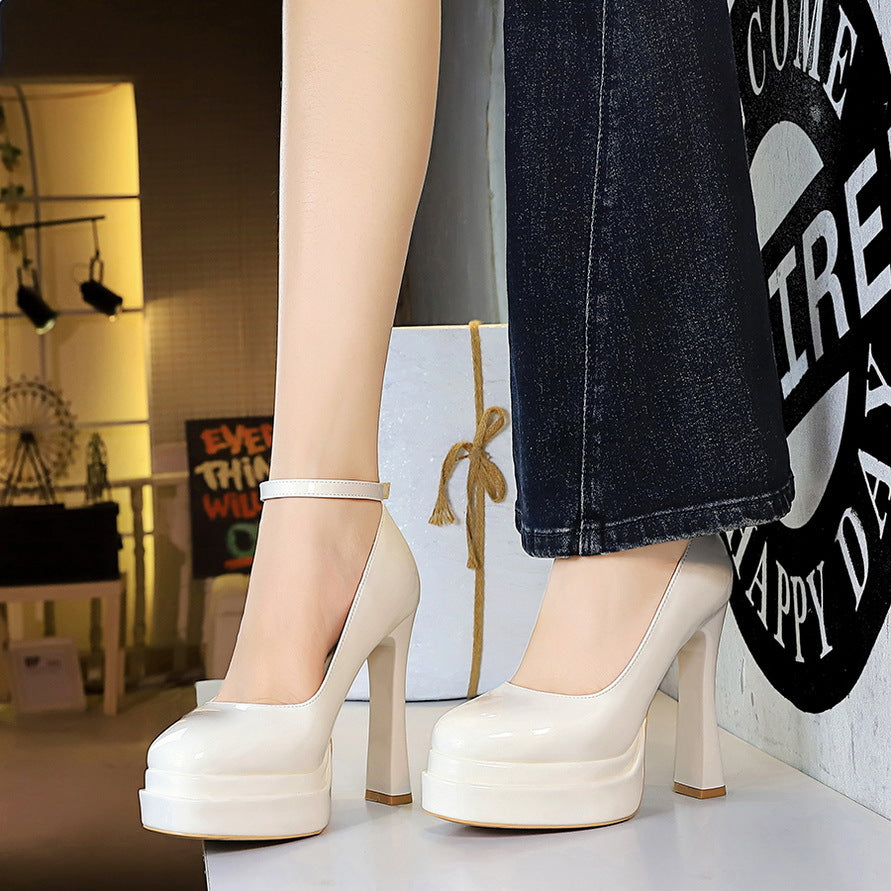 Women's Round Toe Pumps High Waterproof Platform Women's Fashion Shoes
