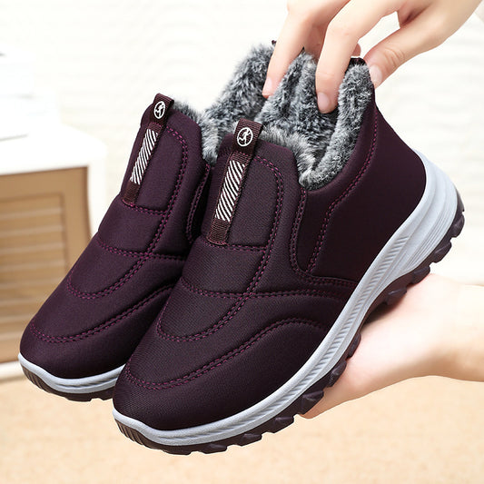 Women's & Men's Mother's Cotton Simple Solid Color Fleece-lined Women's Shoes