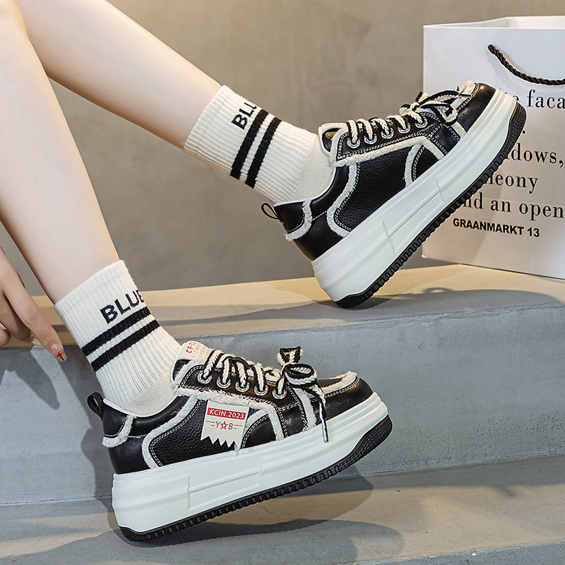 Women's Muffin Elevator White Versatile Niche Sports Women's Casual Shoes