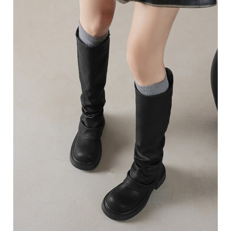 Women's Waste Soil Style Chunky Platform Retro Heels