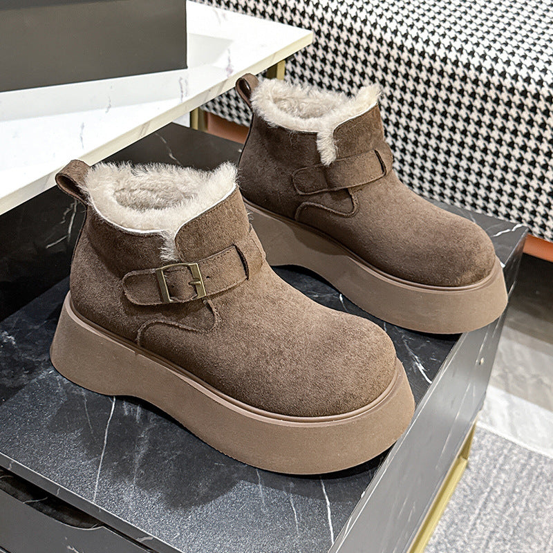 Women's Thick Bottom Fleece-lined Winter Ankle Retro Snow Boots