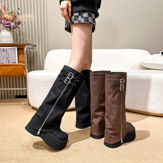 Women's Muffin Knight Thick Bottom Increased Fat Boots