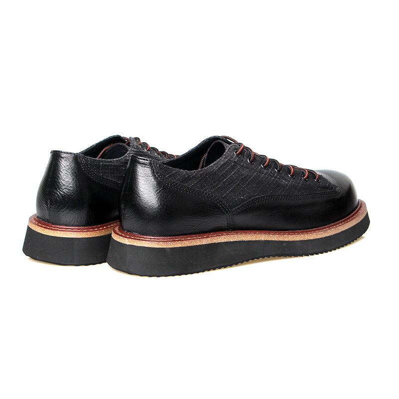 Men's Round Toe Vintage Big Top Layer Cowhide Casual Shoes