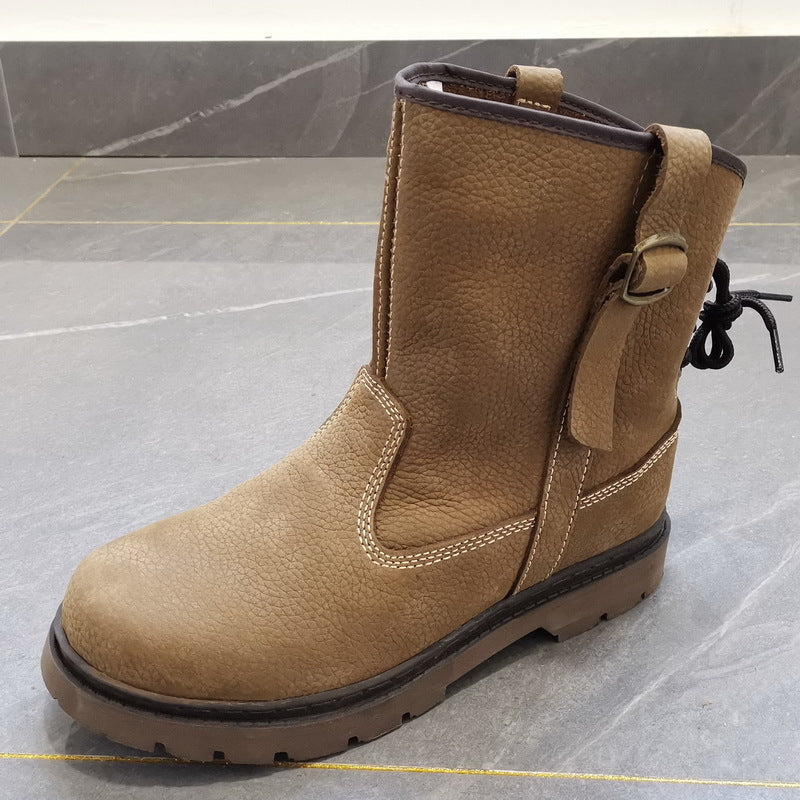 Women's & Men's Offer Cowhide Worker Mongolian Riding Breathable Boots