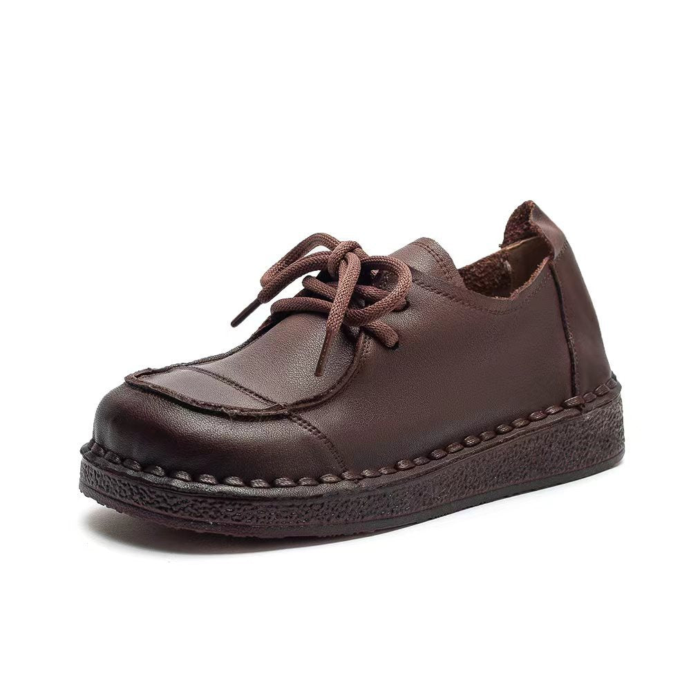 Women's Niche Top Layer Cowhide Flat Bottom Women's Casual Shoes