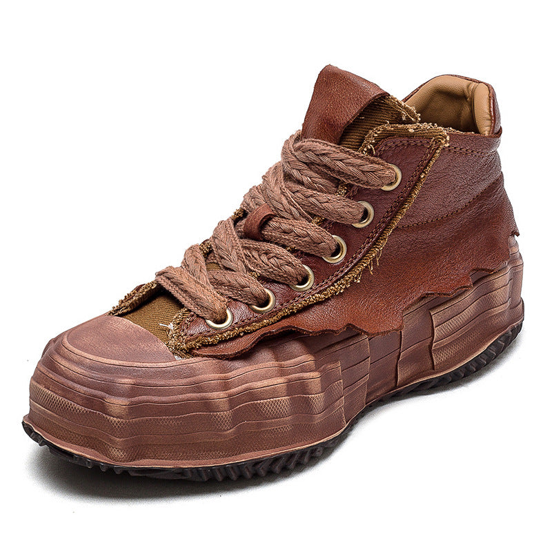 Women's Shu Front Retro Thick Bottom Round Casual Shoes