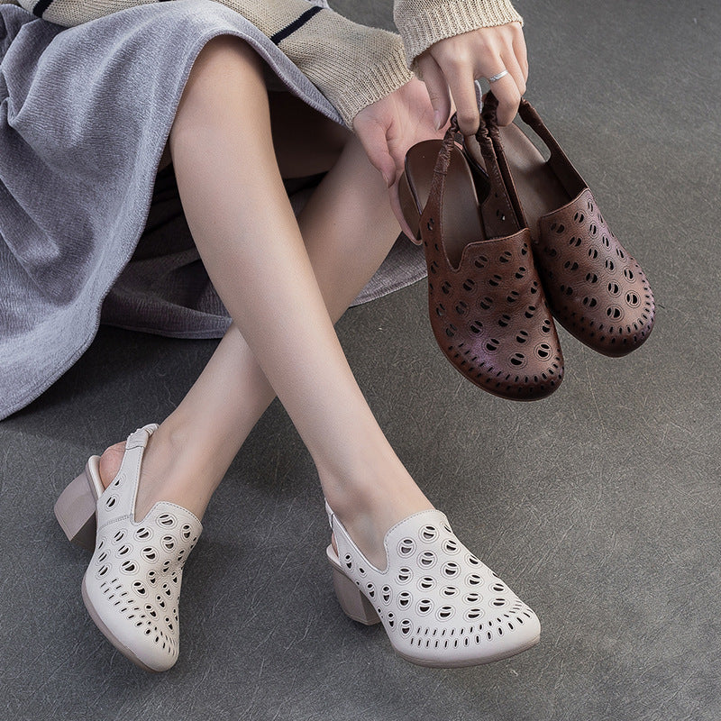 Women's Summer Closed Toe Breathable Small Retro Classic Fashion High Heeled Sandals