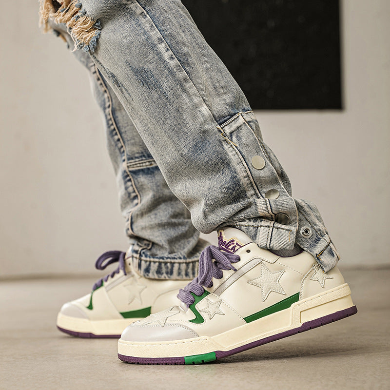 Men's Summer Purple Trendy Couple Retro White Sneakers
