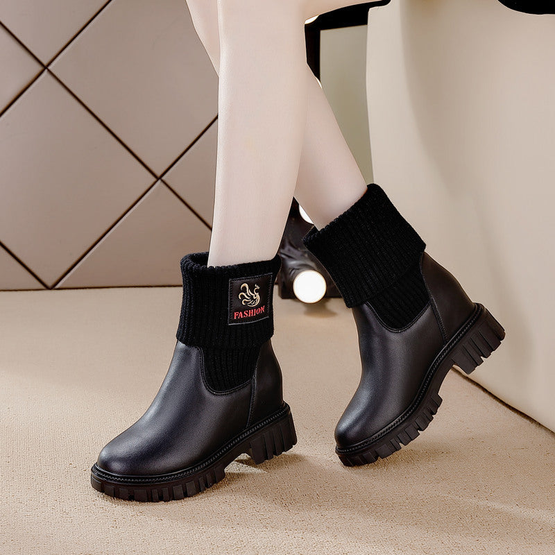 Women's Height Increasing Insole For Platform Wedge Thermal Women's Leather Boots