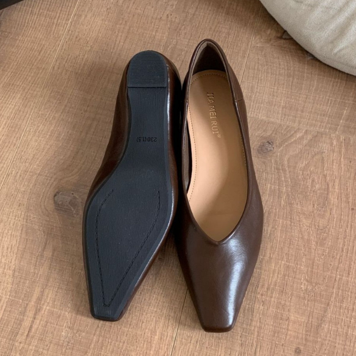 Women's Black Low Square Toe Pumps Height Increasing Insole Elegant Flat Heels