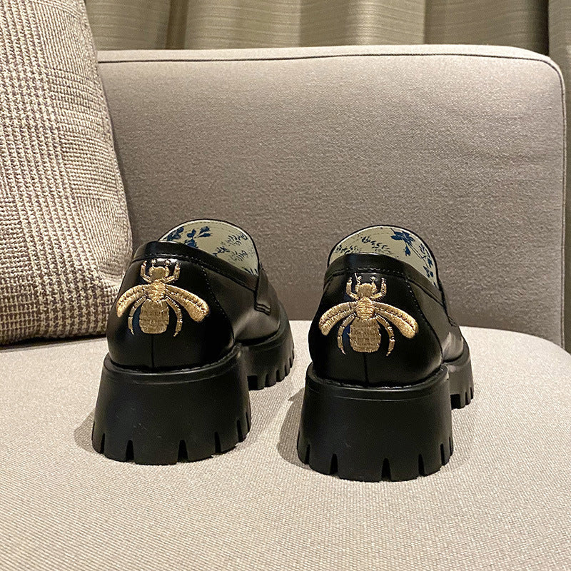 Women's Mini Little Bee Mary Jane Platform Thick Bottom British Loafers