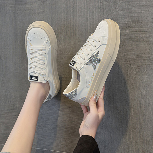 Women's Platform Sports Leisure Flat Lace Up Sneakers